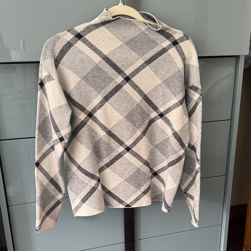 Rachel Zoe Black and Cream Checkered Turtleneck Sweater